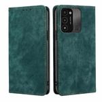 For Tecno Spark 8C RFID Anti-theft Brush Magnetic Leather Phone Case(Green)