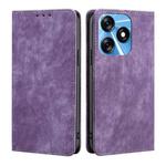 For Tecno Spark 10 4G RFID Anti-theft Brush Magnetic Leather Phone Case(Purple)