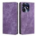 For Tecno Spark 10 Pro RFID Anti-theft Brush Magnetic Leather Phone Case(Purple)