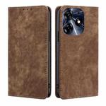 For Tecno Spark 10 Pro RFID Anti-theft Brush Magnetic Leather Phone Case(Brown)