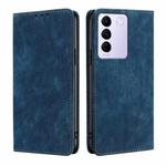 For vivo S16e RFID Anti-theft Brush Magnetic Leather Phone Case(Blue)