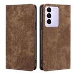 For vivo S16e RFID Anti-theft Brush Magnetic Leather Phone Case(Brown)