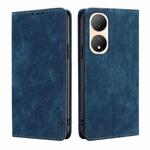 For vivo Y100 5G RFID Anti-theft Brush Magnetic Leather Phone Case(Blue)