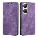 For vivo Y100 5G RFID Anti-theft Brush Magnetic Leather Phone Case(Purple)