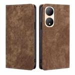 For vivo Y100 5G RFID Anti-theft Brush Magnetic Leather Phone Case(Brown)