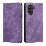 For Huawei Enjoy 60 RFID Anti-theft Brush Magnetic Leather Phone Case(Purple)