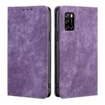 For Rakuten Big S RFID Anti-theft Brush Magnetic Leather Phone Case(Purple)