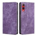 For Rakuten Hand 4G RFID Anti-theft Brush Magnetic Leather Phone Case(Purple)