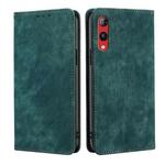 For Rakuten Hand 4G RFID Anti-theft Brush Magnetic Leather Phone Case(Green)