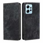 For Xiaomi Redmi Note 12 4G Global RFID Anti-theft Brush Magnetic Leather Phone Case(Black)