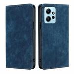 For Xiaomi Redmi Note 12 4G Global RFID Anti-theft Brush Magnetic Leather Phone Case(Blue)