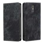For ZTE Blade A32 RFID Anti-theft Brush Magnetic Leather Phone Case(Black)