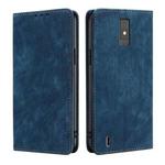 For ZTE Blade A32 RFID Anti-theft Brush Magnetic Leather Phone Case(Blue)