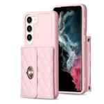 For Samsung Galaxy S23+ 5G Horizontal Metal Buckle Wallet Rhombic Leather Phone Case(Pink)