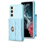 For Samsung Galaxy S23+ 5G Horizontal Metal Buckle Wallet Rhombic Leather Phone Case(Blue)