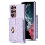 For Samsung Galaxy S22 Ultra 5G Horizontal Metal Buckle Wallet Rhombic Leather Phone Case(Purple)