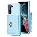 For Samsung Galaxy S21 FE 5G Horizontal Metal Buckle Wallet Rhombic Leather Phone Case(Blue)