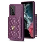 For Samsung Galaxy A52 4G / 5G Horizontal Metal Buckle Wallet Rhombic Leather Phone Case(Dark Purple)