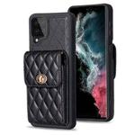 For Samsung Galaxy A12 Vertical Wallet Rhombic Leather Phone Case(Black)