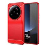 For Xiaomi 13 Ultra Carbon Fiber Brushed Texture TPU Case(Red)
