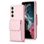 For Samsung Galaxy S23+ 5G Vertical Wallet Rhombic Leather Phone Case(Pink)