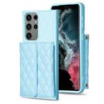 For Samsung Galaxy S23 Ultra 5G Horizontal Wallet Rhombic Leather Phone Case(Blue)