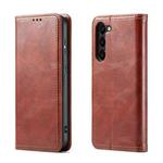 For Samsung Galaxy S23+ 5G FIERRE SHANN Vintage Bark Texture Wallet Leather Phone Case(Brown)