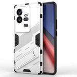 For vivo iQOO 11 Pro 5G Punk Armor 2 in 1 PC + TPU Shockproof Phone Case with Invisible Holder(White)