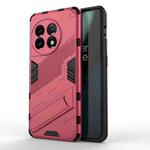 For OnePlus 11 5G Punk Armor 2 in 1 PC + TPU Shockproof Phone Case with Invisible Holder(Light Red)