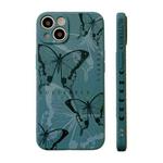 For iPhone 14 Side Pattern Magic TPU Phone Case(Green Butterflies)