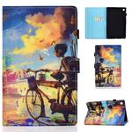 For Lenovo Tab M10 Plus TB-X606F Colored Drawing Stitching Horizontal Flip Leather Case, with Holder & Card Slots & Sleep / Wake-up Function(Cycling Boy)