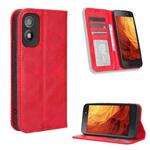 For Itel A18 Magnetic Buckle Retro Texture Leather Phone Case(Red)
