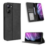 For Realme V30 / V30t 5G Magnetic Buckle Retro Texture Leather Phone Case(Black)