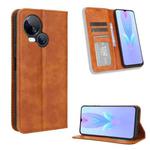 For Tecno Spark 10 5G Magnetic Buckle Retro Texture Leather Phone Case(Brown)