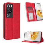 For Huawei P60 / P60 Pro Magnetic Buckle Retro Texture Leather Phone Case(Red)
