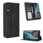 For Nokia C22 Magnetic Buckle Retro Texture Leather Phone Case(Black)