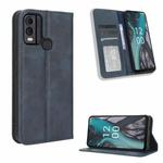 For Nokia C22 Magnetic Buckle Retro Texture Leather Phone Case(Blue)
