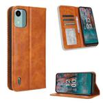For Nokia C12 Magnetic Buckle Retro Texture Leather Phone Case(Brown)