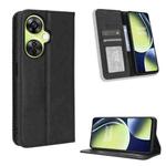 For OnePlus Nord CE 3 Lite Magnetic Buckle Retro Texture Leather Phone Case(Black)