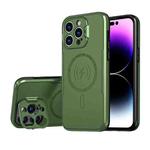 For iPhone 14 Pro MagSafe Magnetic Invisible Camera Holder Phone Case (Green)