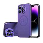 For iPhone 14 Pro Max MagSafe Magnetic Invisible Camera Holder Phone Case (Purple)