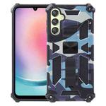 For Samsung Galaxy A24 4G Camouflage Armor Kickstand TPU + PC Magnetic Phone Case(Light Blue)