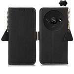 For Xiaomi Redmi A3 Side-Magnetic TJ Genuine Leather RFID Phone Case(Black)