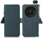 For Xiaomi Redmi A3 Side-Magnetic TJ Genuine Leather RFID Phone Case(Green)