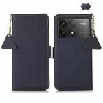 For Xiaomi POCO F6 Pro Side-Magnetic TJ Genuine Leather RFID Phone Case(Blue)