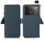 For Xiaomi POCO F6 Pro Side-Magnetic TJ Genuine Leather RFID Phone Case(Green)