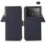 For Xiaomi Redmi K70 Side-Magnetic TJ Genuine Leather RFID Phone Case(Blue)