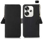 For Xiaomi POCO F6 Side-Magnetic TJ Genuine Leather RFID Phone Case(Black)