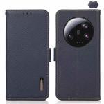 For Xiaomi 13 Ultra KHAZNEH Side-Magnetic Litchi Genuine Leather RFID Phone Case(Blue)
