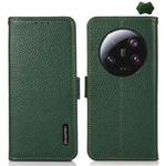 For Xiaomi 13 Ultra KHAZNEH Side-Magnetic Litchi Genuine Leather RFID Phone Case(Green)